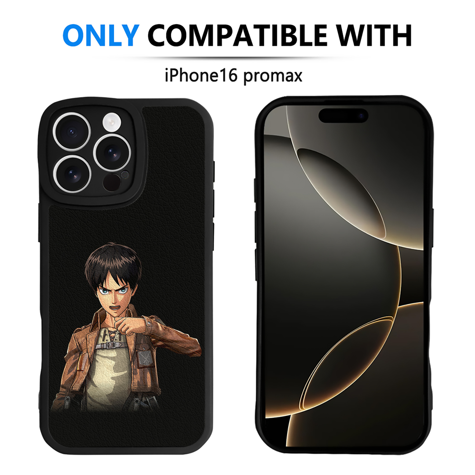 （画像用） 進撃の巨人 エレン･イェーガー Attack on Titan Eren Jäger 【iPhone 16シリーズ対応】シリコンスマホケース（レザー調） 材質：シリコン
